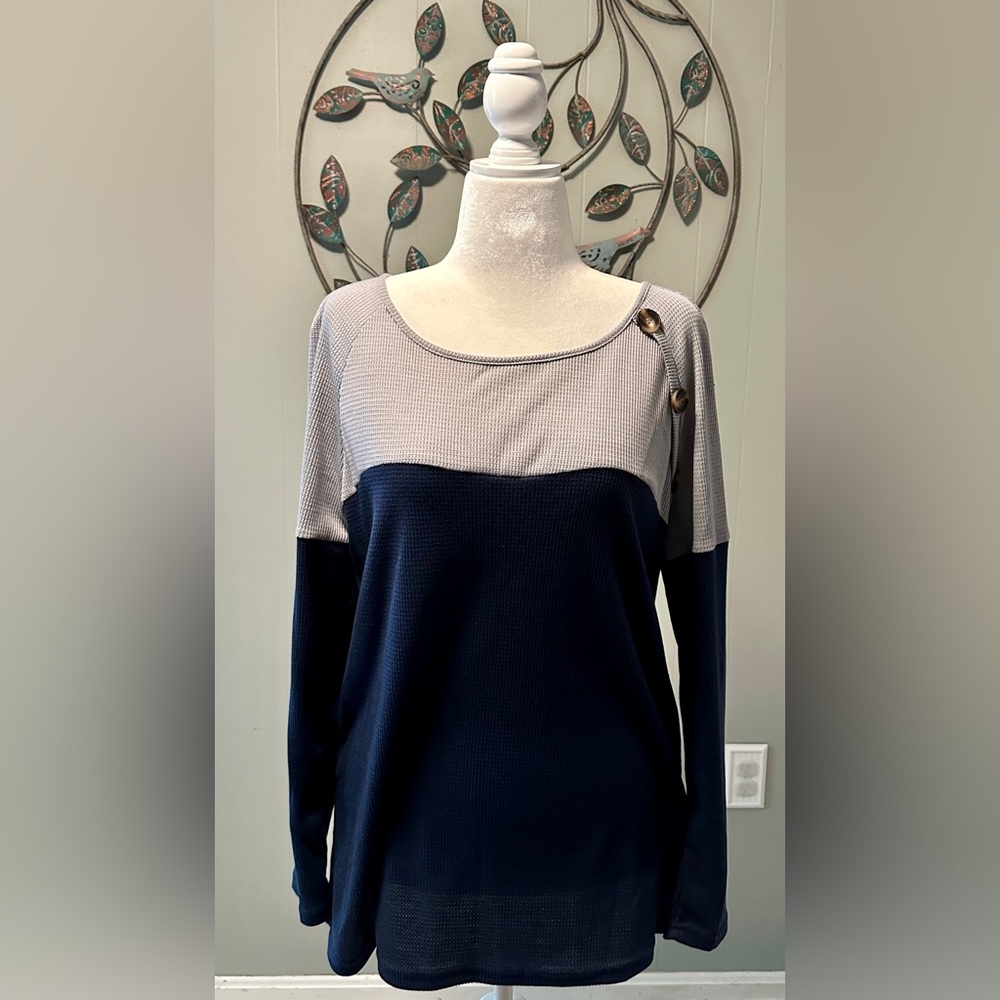 Two Tone Waffle Knit Top